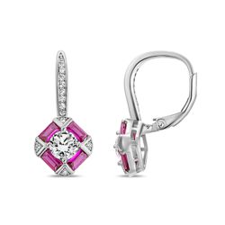Lab-created Ruby and Cubic Zirconia Leverbacks - RE-2349 Lab-created Ruby and Cubic Zirconia Leverbacks - RE-2349